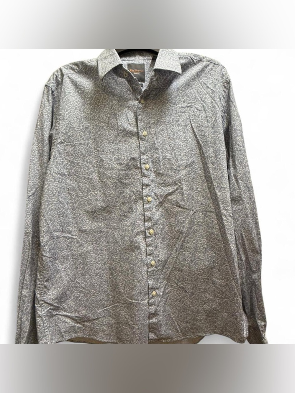 Ben Sherman Navy and Light Gray Patterned Dress Shirt